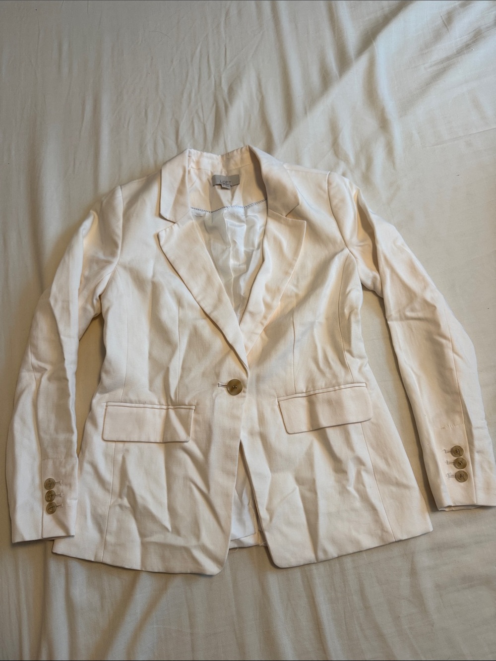 LOFT Cream Single-Button Blazer
